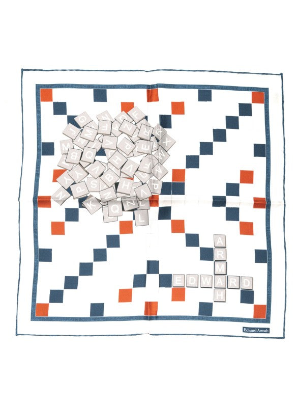 Ivory Ea Scrabble Board Print Pocket Square