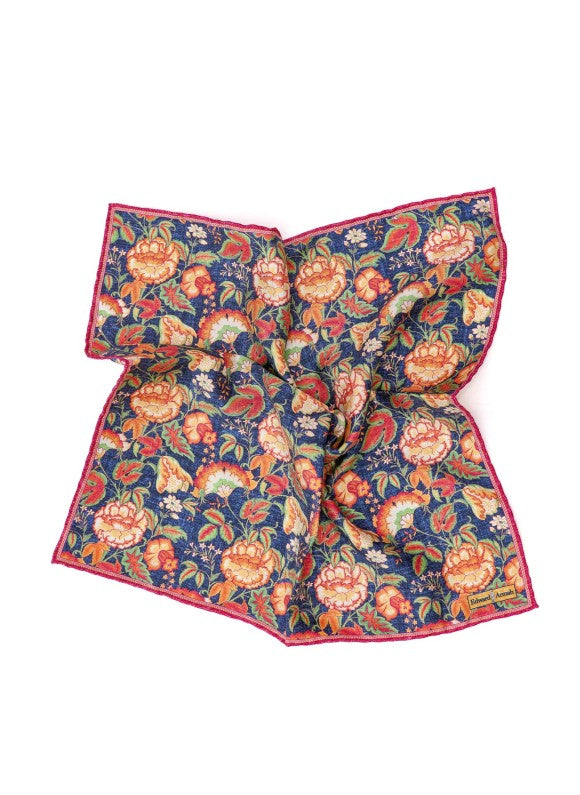 Denim Floral Print Pocket Square