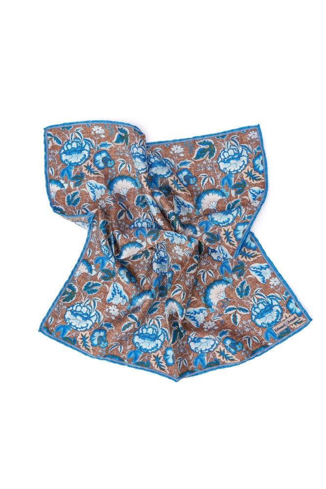 Walnut Floral Print Pocket Square