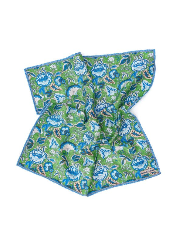 Green Floral Print Pocket Square