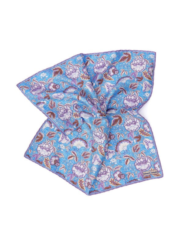 Azure Floral Print Pocket Square