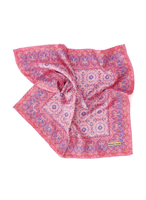 Lt.Coral Arabesque Print Pocket Square