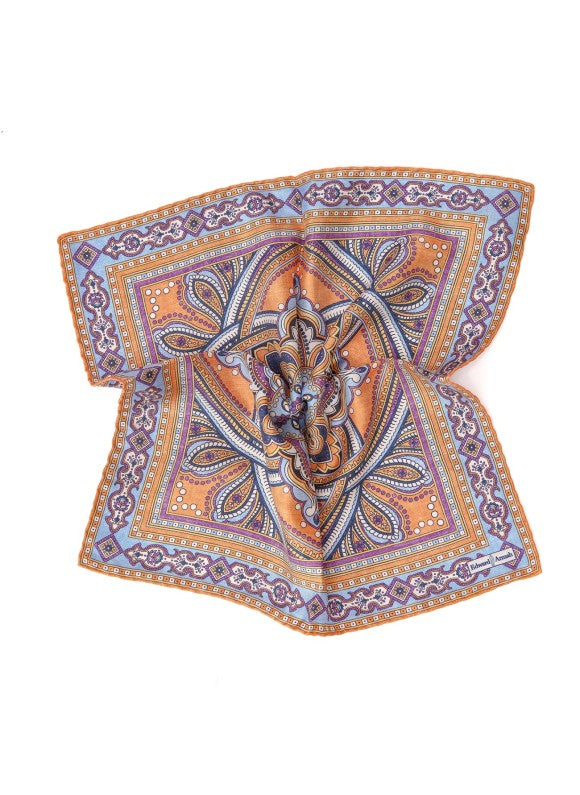 Orange Persian Print Pocket Square