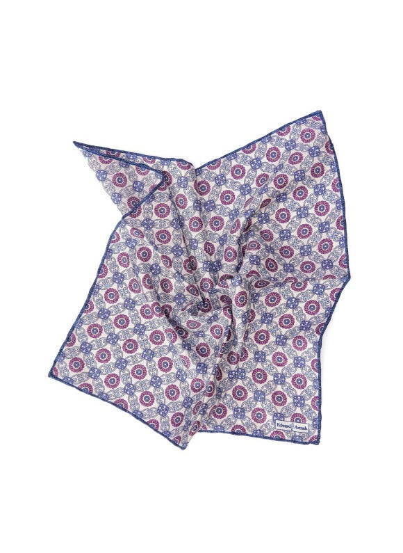 Beige Floral Lattice Print Pocket Square