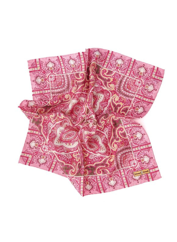 Pink Persian Design Print Pocket Square