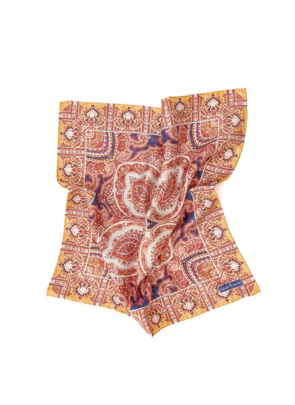 Mustard Persian Design Print Pocket Square