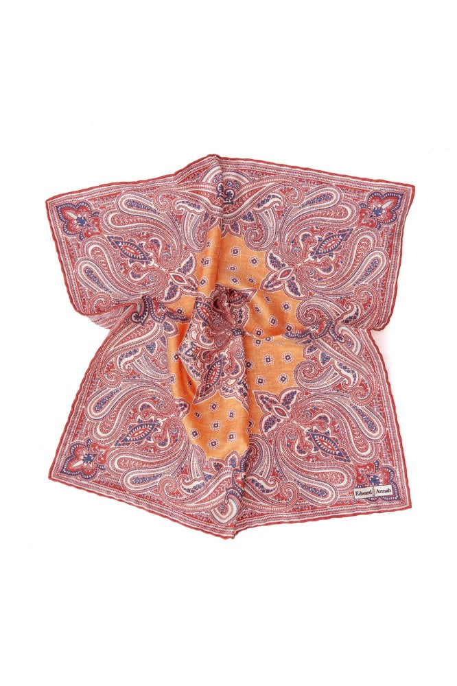 Orange Persian/Neat Design Print Pocket Square
