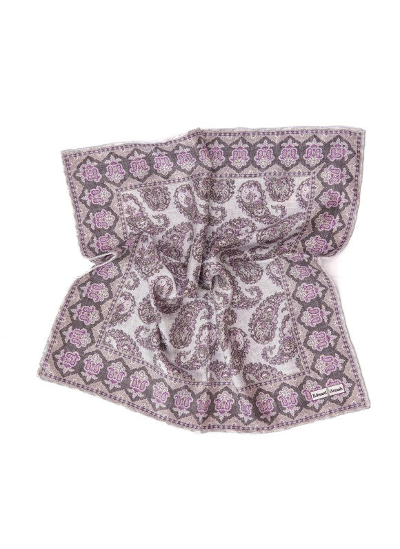 Gray Paisley Print Pocket Square