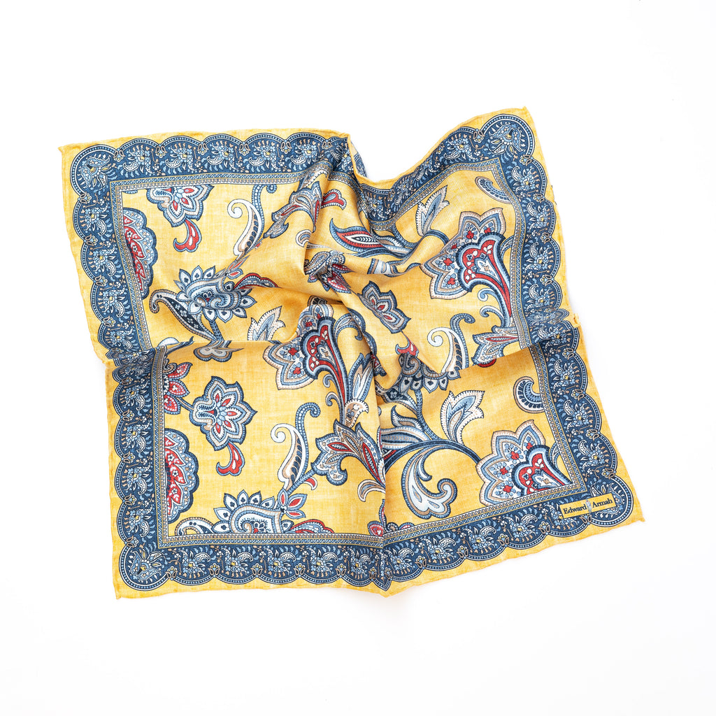 Paisley Vine Print Pocket Square