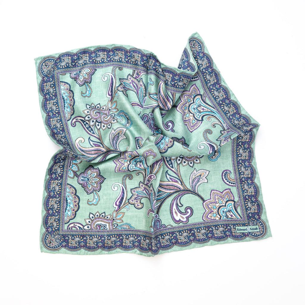Paisley Vine Print Pocket Square