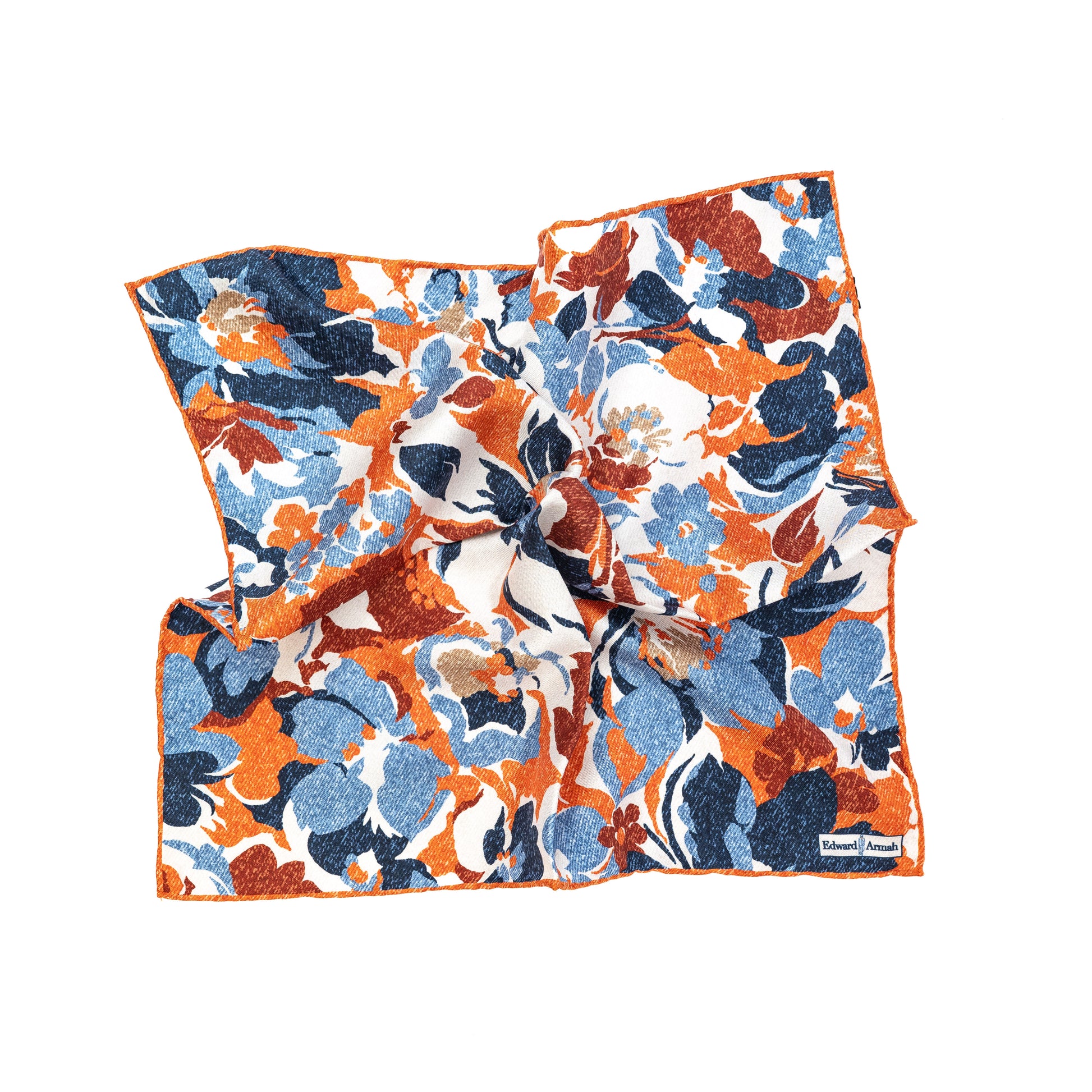 Navy Floral Print Pocket Square