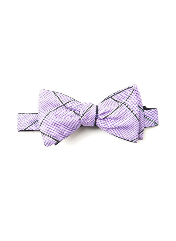 Black/Purple Scissors/Glen Plaid Reversible Bow Tie