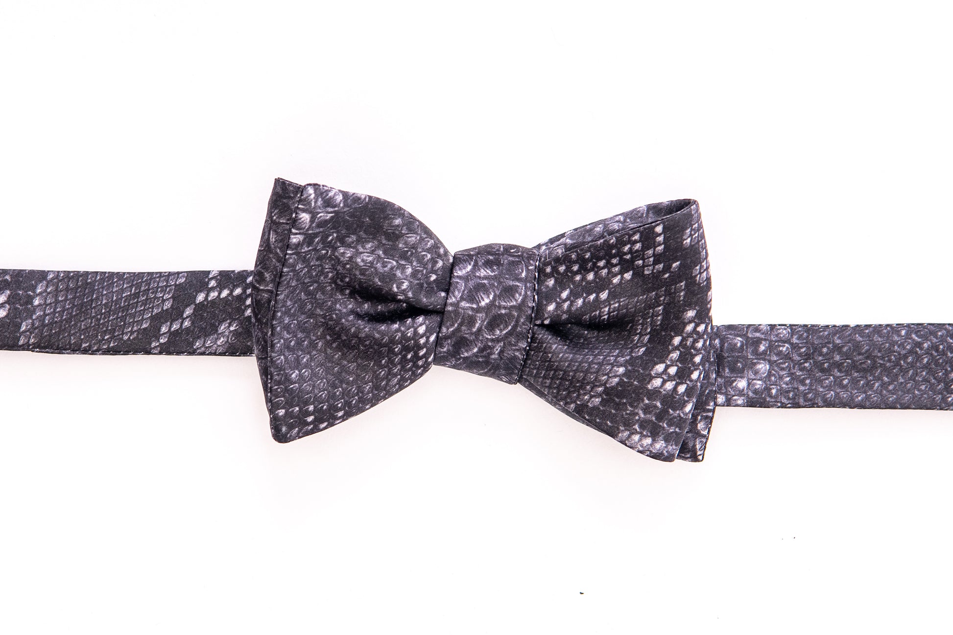 Black/Grey Snakeskin Print Bow Tie
