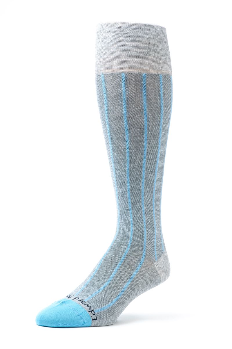 Grey/Ice Blue Stripes O/C Socks