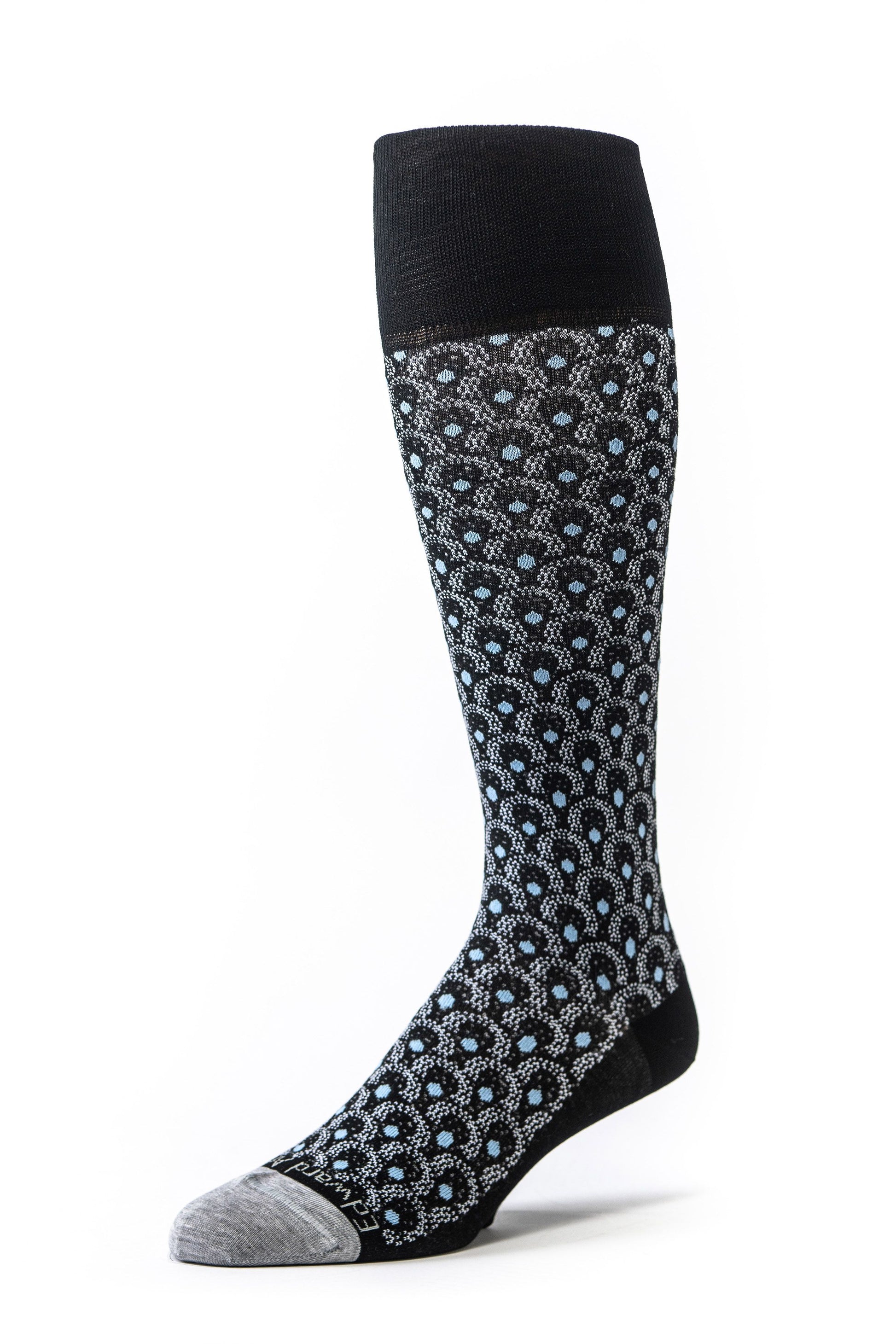 Black/Silver Argyle O/C Socks