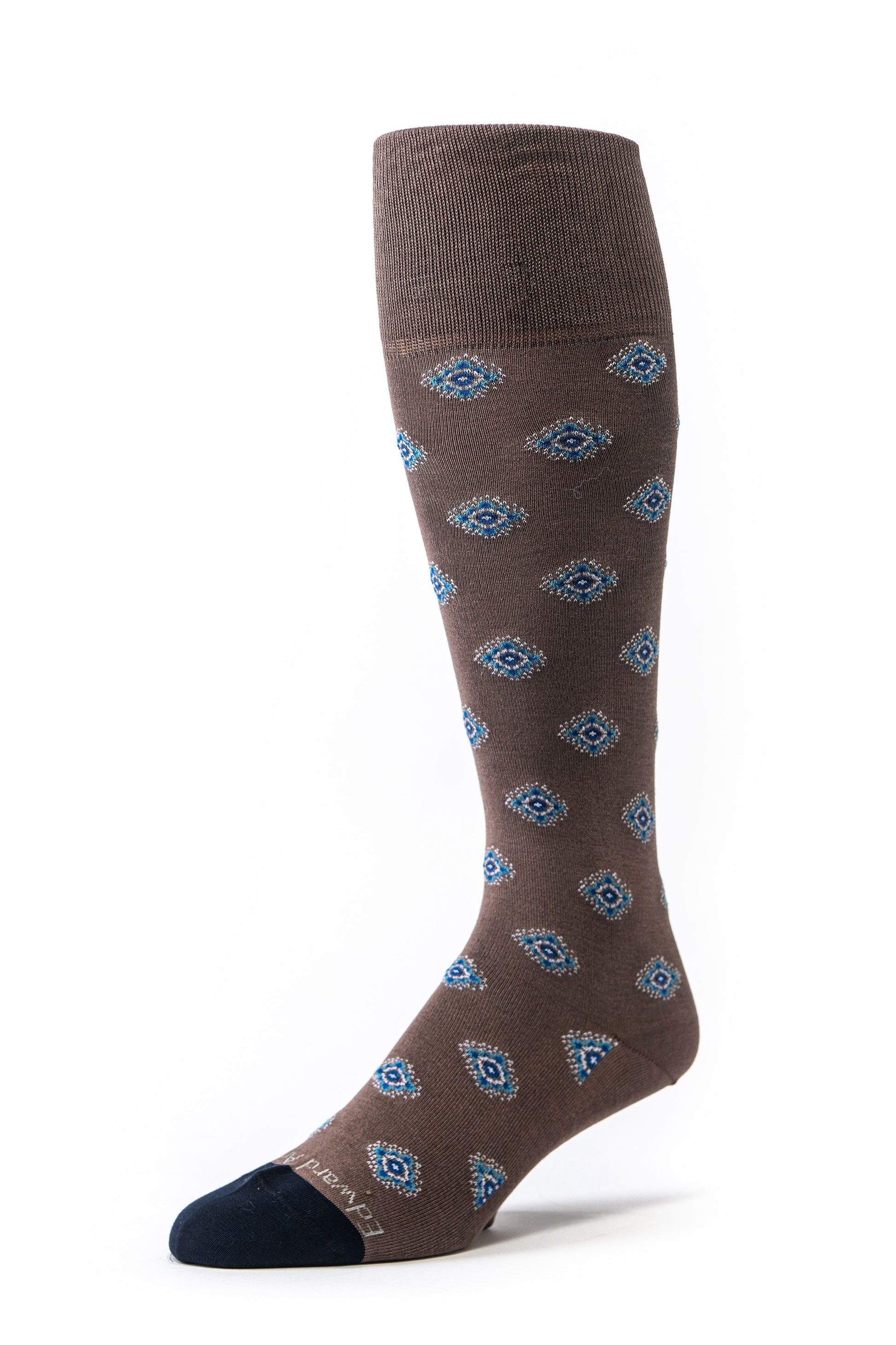 Chestnut/Navy Herringbone O/C Socks