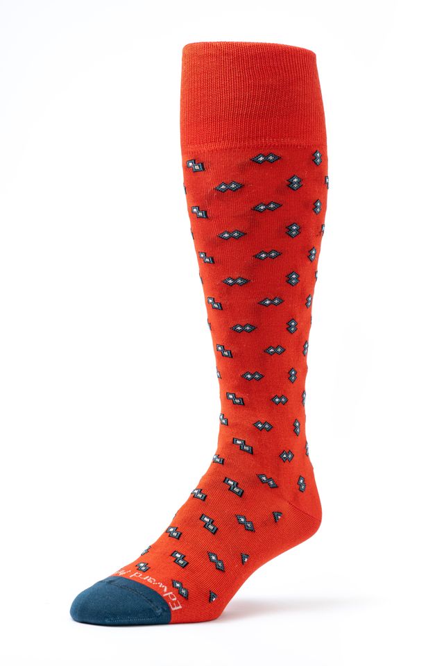 Red/Navy OC Geometric Repeat Socks