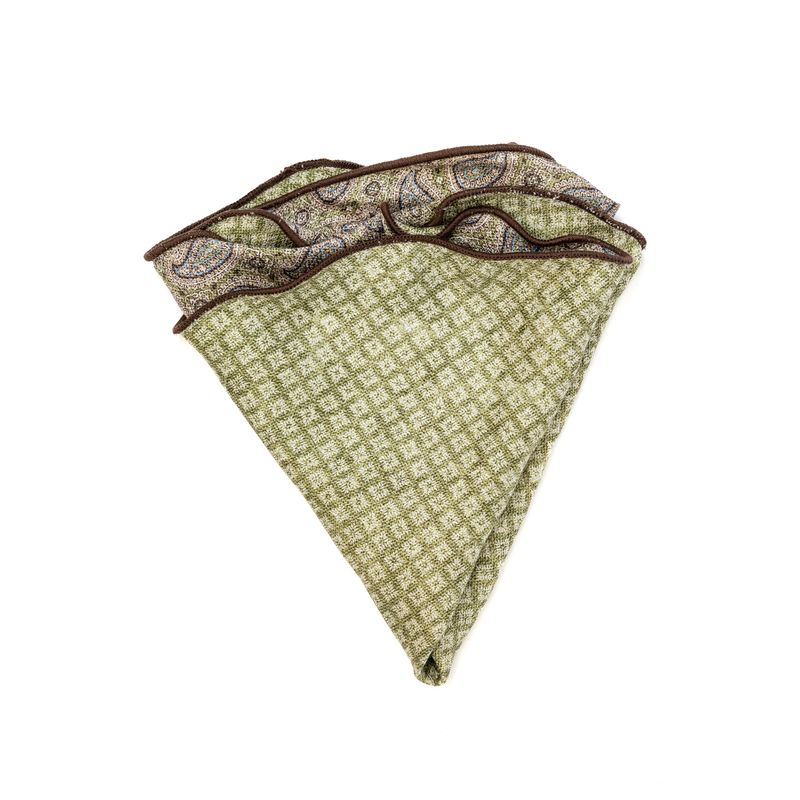 Reversible Neat & Paisley Pocket Circle - Green