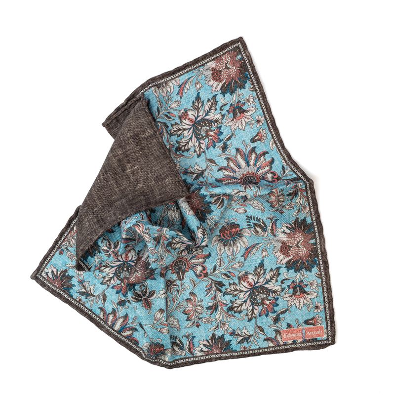 Reversible Bold Floral Pocket Square - Brown