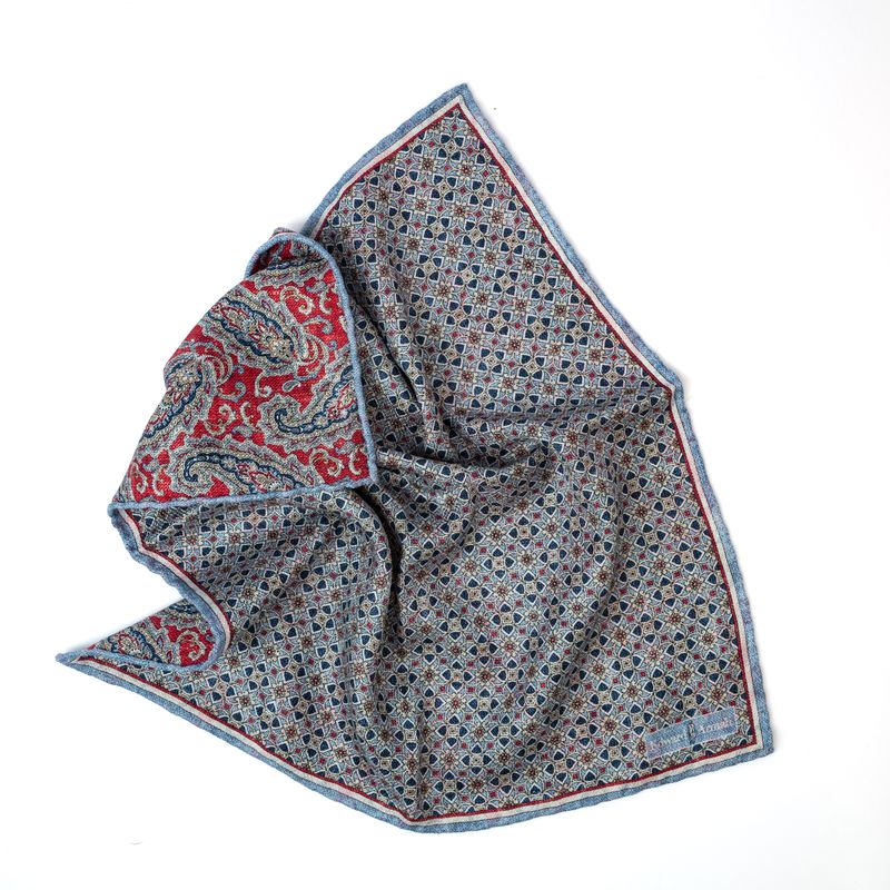 Foulard Print Pocket Square - Silver