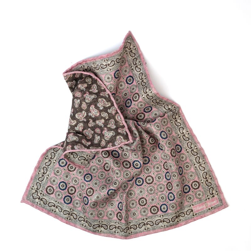 Reversible Circle Print Pocket Square - Mauve