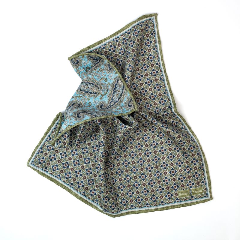 Foulard Print Pocket Square - Sage