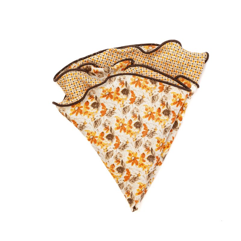 Reversible Botanical Floral Pocket Circle - Orange