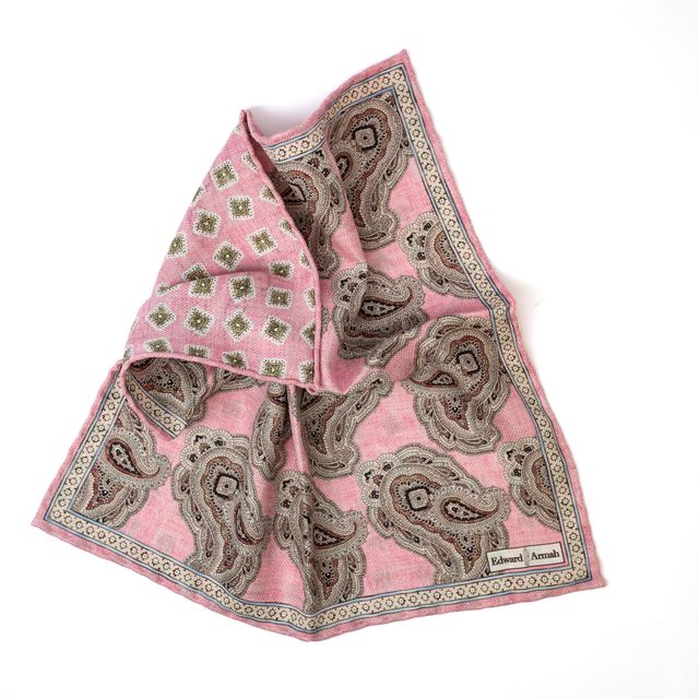 Reversible Paisley Pocket Square - Pink