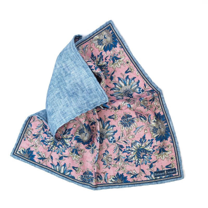 Reversible Bold Floral Pocket Square - Pink