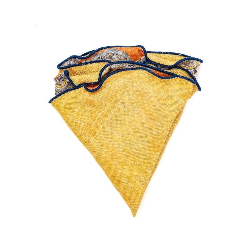 Reversible Solid & Paisley Pocket Circle - Yellow