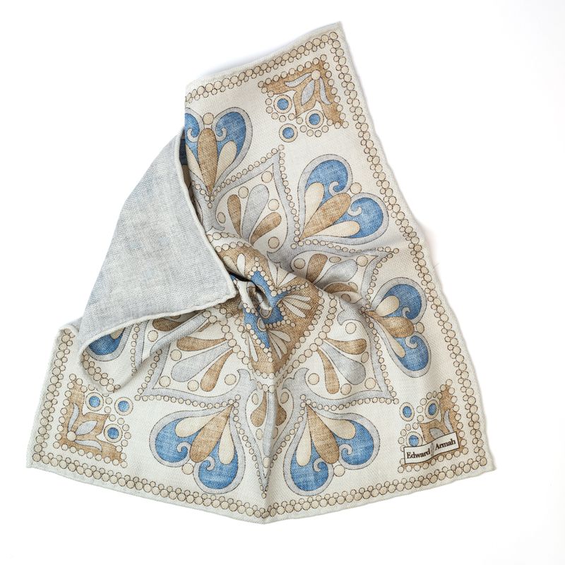 Reversible Floral Paisley Pocket Square - Ivory
