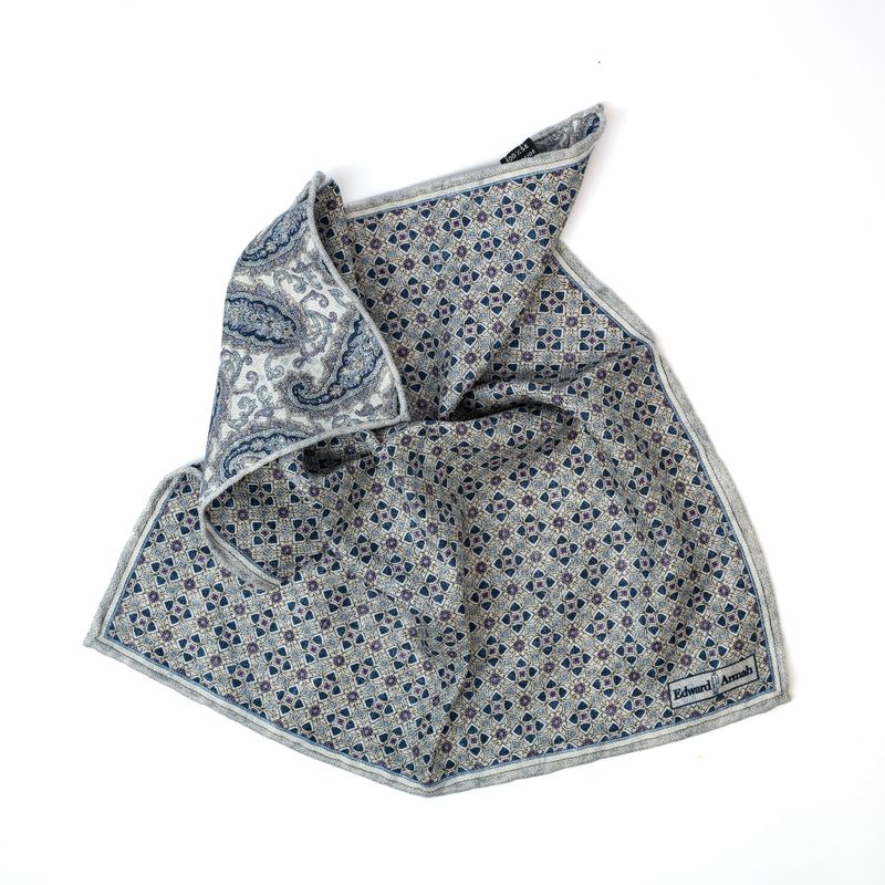Foulard Print Pocket Square - Slate