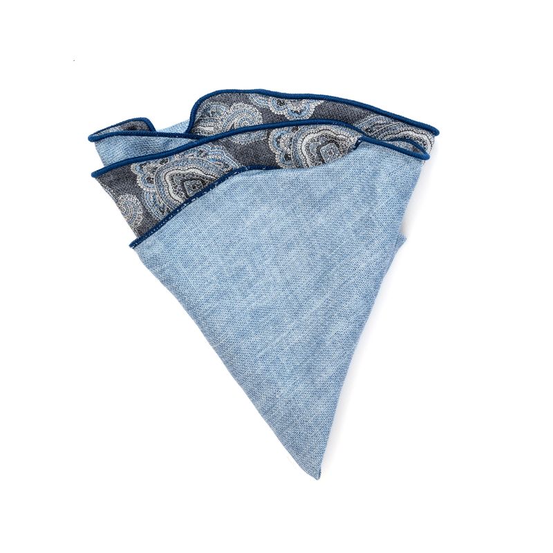 Reversible Solid & Paisley Pocket Circle - Blue