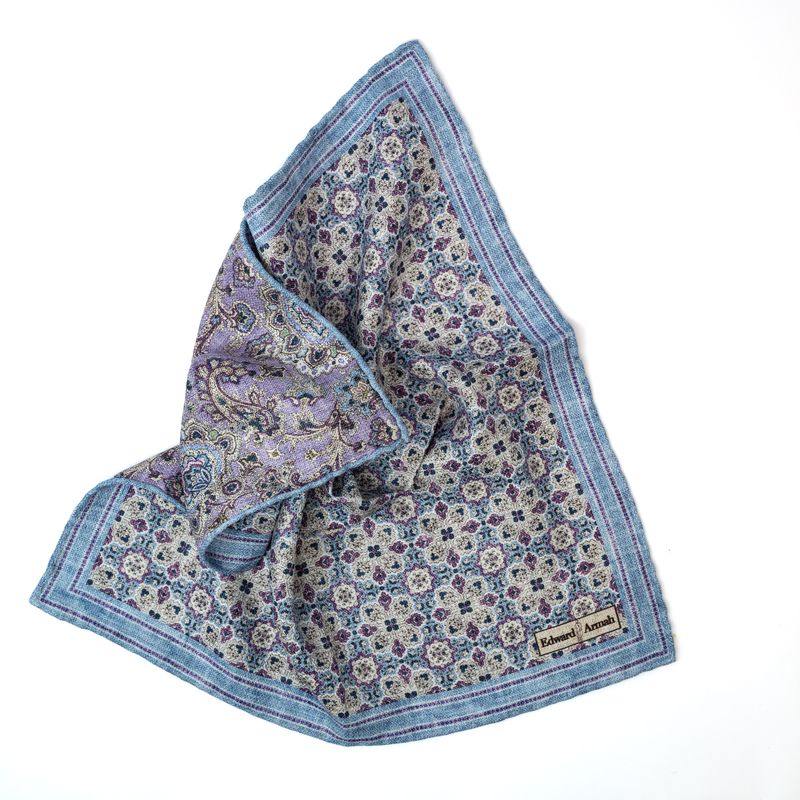 Reversible Medallion Print Pocket Square - Lavender