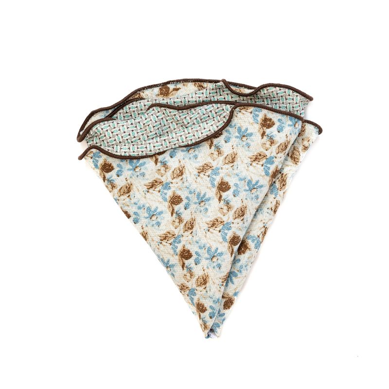 Reversible Botanical Floral Pocket Circle - Blue