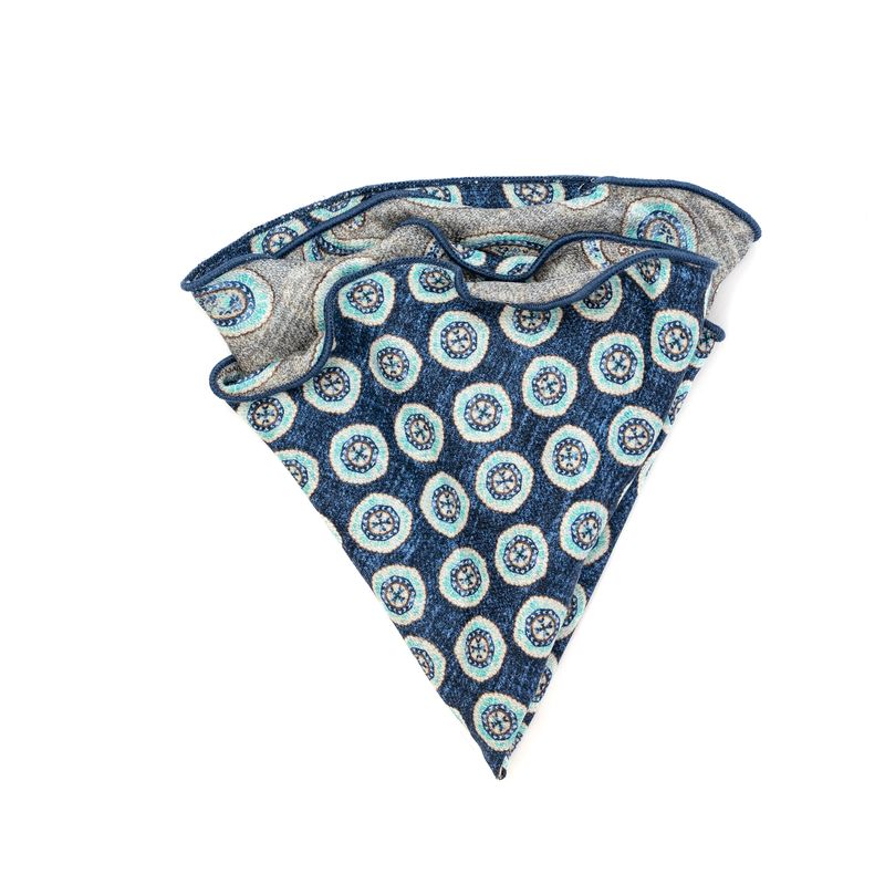 Reversible Circle & Paisley Pocket Circle - Navy