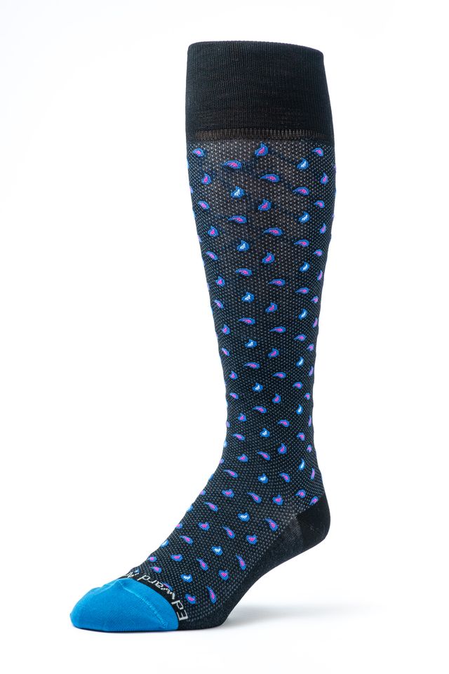Black/Blue Mini Pines O/C Socks