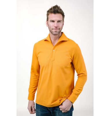 Orange Long Sleeves Tailored Polo 