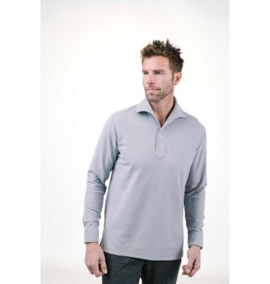 Dk. Grey Long Sleeves Tailored Polo 