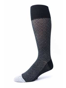 Black/Grey Basket Weave O/C Socks