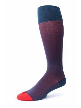 Steel Blue/Red Herringbone O/C Socks