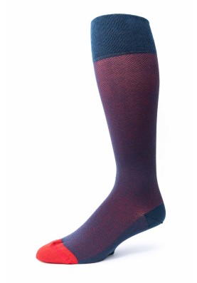 Steel Blue/Red Herringbone O/C Socks 