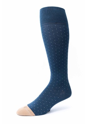 Steel Blue/Khaki Dots With Melange Effect O/C Socks 