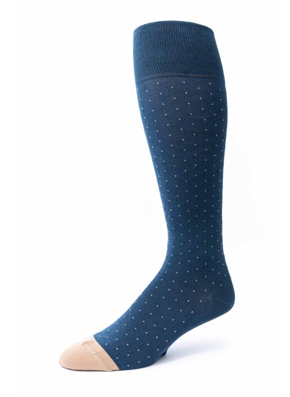 Steel Blue/Khaki Dots With Melange Effect O/C Socks