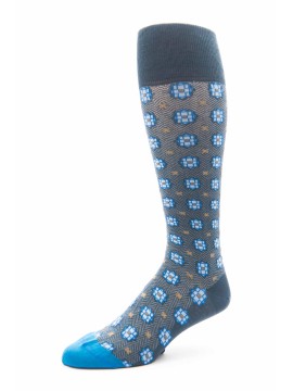 Steel Blue/Med. Blue Foulard O/C Socks