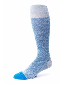 Grey/Med. Blue Basket Weave O/C Socks