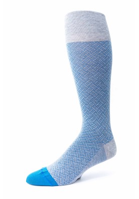 Grey/Med. Blue Basket Weave O/C Socks 