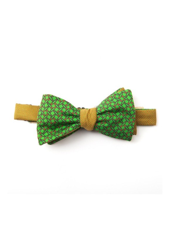 Green/Orange Pins/Links Reversible Bowtie