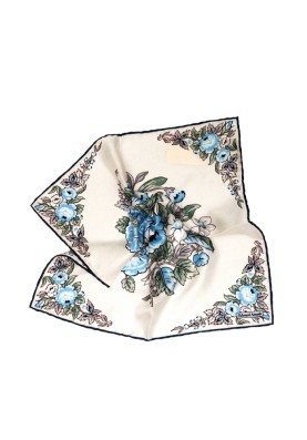 Floral White Floral Print Pocket Square 