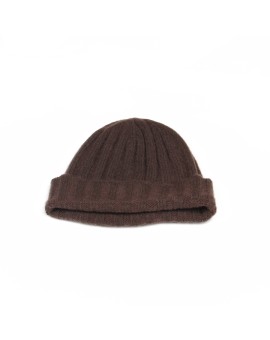 Cashmere Knit Hat in Dark Brown